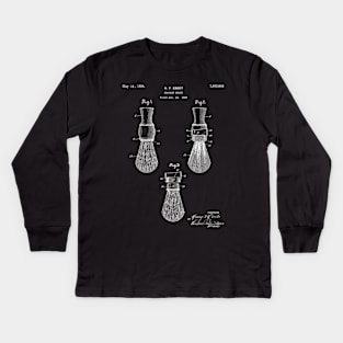 Shaving Brush Patent - Barber Stylist Barber Shop Art - Black Chalkboard Kids Long Sleeve T-Shirt